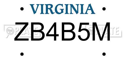ZB4B5M Virginia License Plate