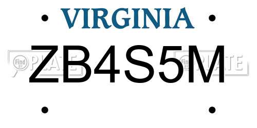 ZB4S5M Virginia License Plate
