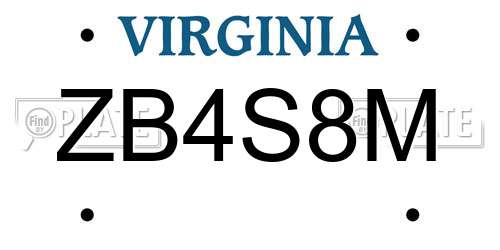 ZB4S8M Virginia License Plate
