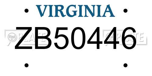 ZB50446 Virginia License Plate