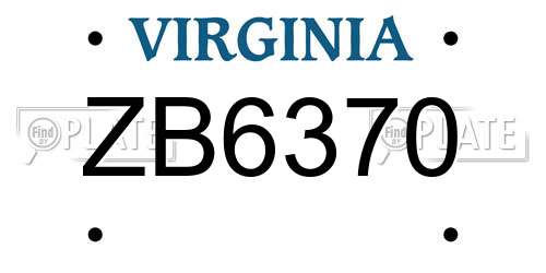ZB6370 Virginia License Plate