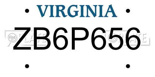 ZB6P656 Virginia License Plate