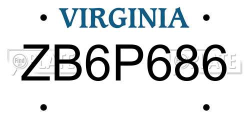ZB6P686 Virginia License Plate