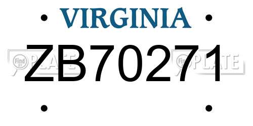 ZB70271 Virginia License Plate