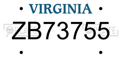 ZB73755 Virginia License Plate