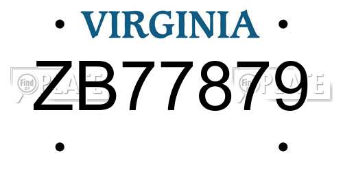 ZB77879 Virginia License Plate