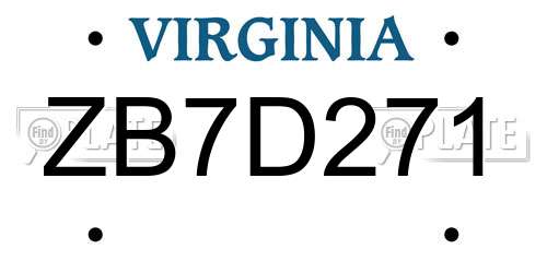 ZB7D271 Virginia License Plate