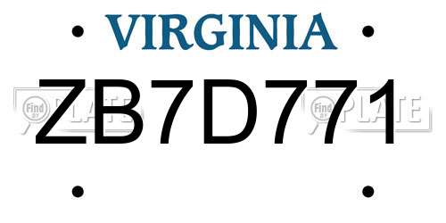ZB7D771 Virginia License Plate