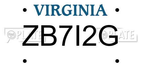 ZB7I2G Virginia License Plate