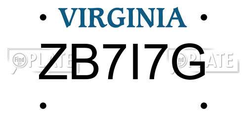 ZB7I7G Virginia License Plate