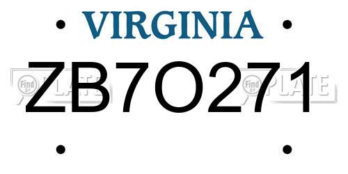 ZB7O271 Virginia License Plate