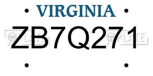 ZB7Q271 Virginia License Plate