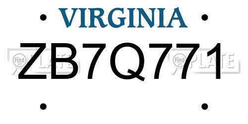 ZB7Q771 Virginia License Plate
