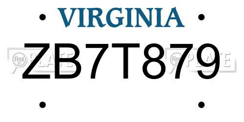 ZB7T879 Virginia License Plate