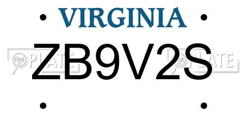 ZB9V2S Virginia License Plate