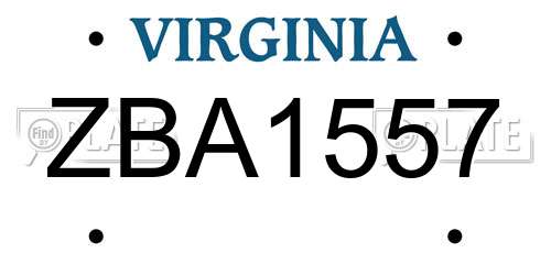 ZBA1557 Virginia License Plate