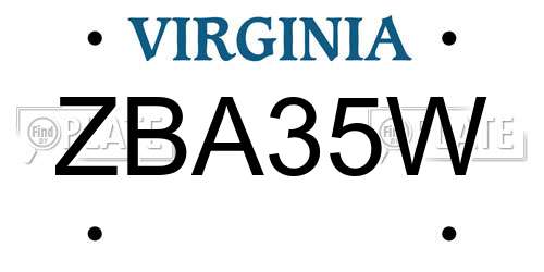 ZBA35W Virginia License Plate