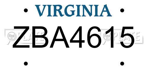 ZBA4615 Virginia License Plate
