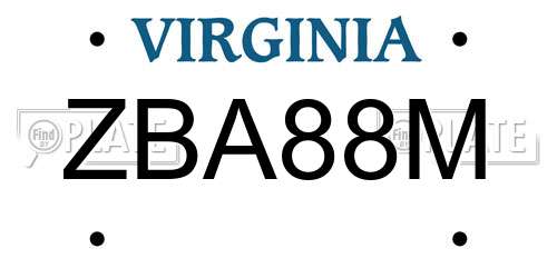 ZBA88M Virginia License Plate