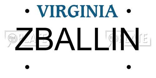 ZBALLIN Virginia License Plate
