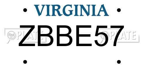 ZBBE57 Virginia License Plate