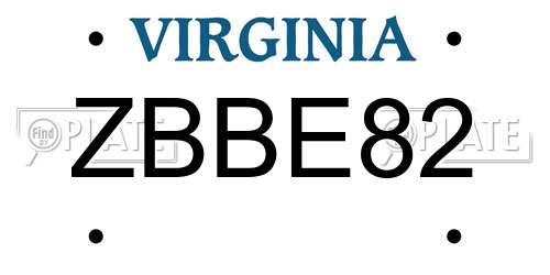 ZBBE82 Virginia License Plate