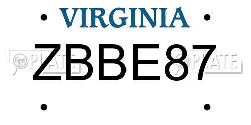 ZBBE87 Virginia License Plate