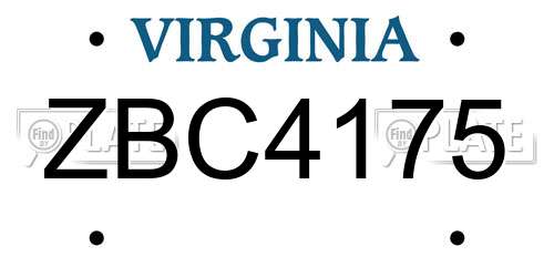 ZBC4175 Virginia License Plate