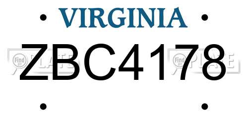 ZBC4178 Virginia License Plate