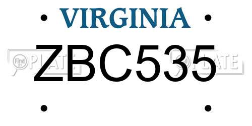 ZBC535 Virginia License Plate