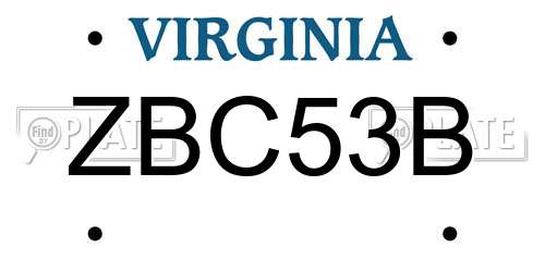 ZBC53B Virginia License Plate