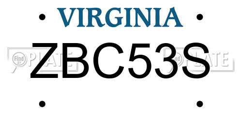 ZBC53S Virginia License Plate
