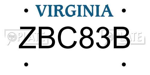 ZBC83B Virginia License Plate