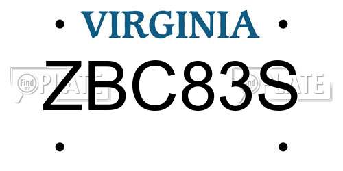 ZBC83S Virginia License Plate