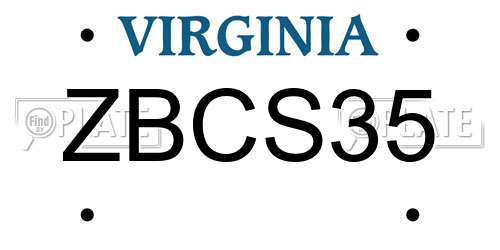 ZBCS35 Virginia License Plate