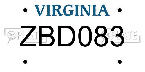 ZBD083 Virginia License Plate