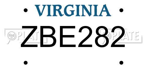 ZBE282 Virginia License Plate