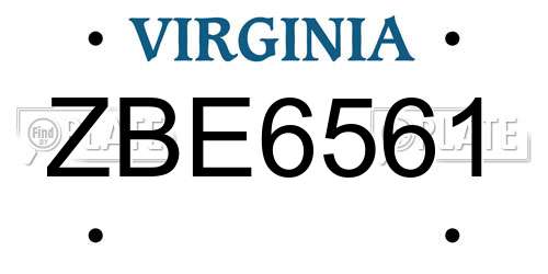 ZBE6561 Virginia License Plate