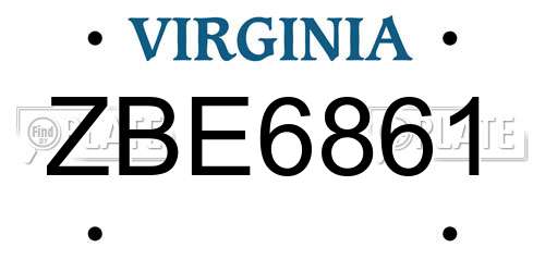 ZBE6861 Virginia License Plate