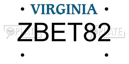 ZBET82 Virginia License Plate