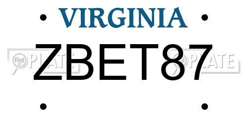 ZBET87 Virginia License Plate