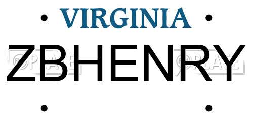 ZBHENRY Virginia License Plate