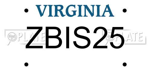ZBIS25 Virginia License Plate
