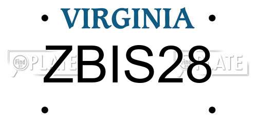 ZBIS28 Virginia License Plate