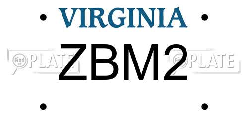 ZBM2 Virginia License Plate