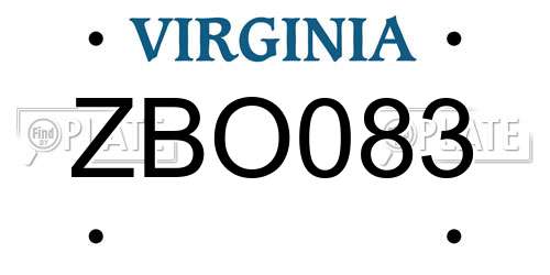 ZBO083 Virginia License Plate