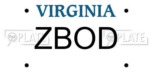 ZBOD Virginia License Plate