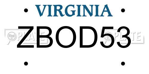ZBOD53 Virginia License Plate
