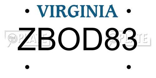 ZBOD83 Virginia License Plate