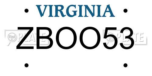 ZBOO53 Virginia License Plate